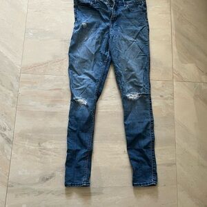 Hollister Blue Skinny Jeans with Distressed Details